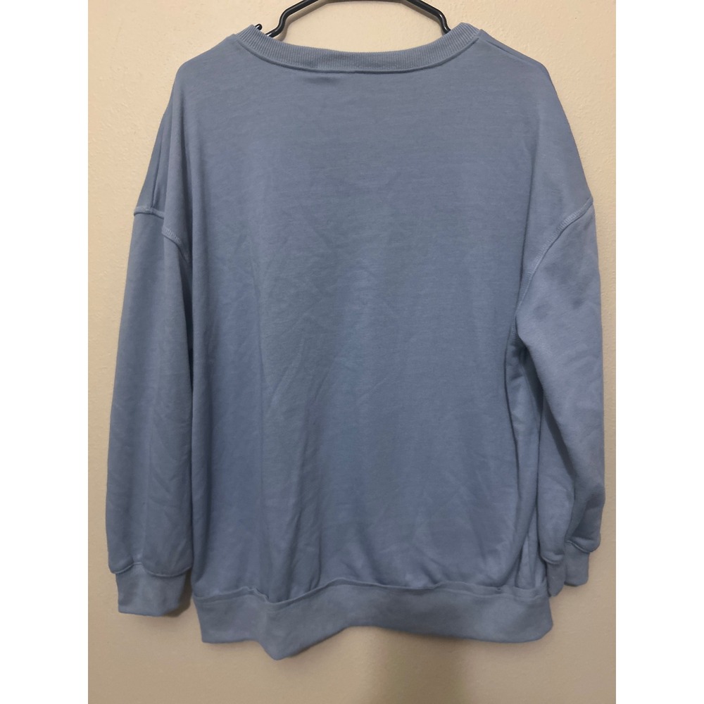 Sweatshirt Women Small Light Blue Excellent V-Notch Relaxed Fit Pullover
